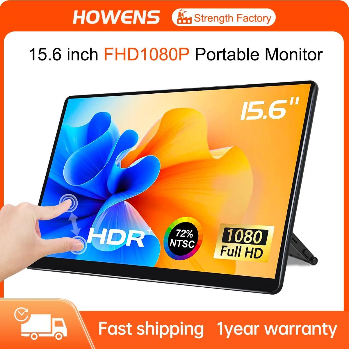 HOWENS ġ ũ ޴ , LCD 1080 IPS HDMI VGA DVI  Է ̹ , Xbox ġ ƮϿ, 15.6 ġ